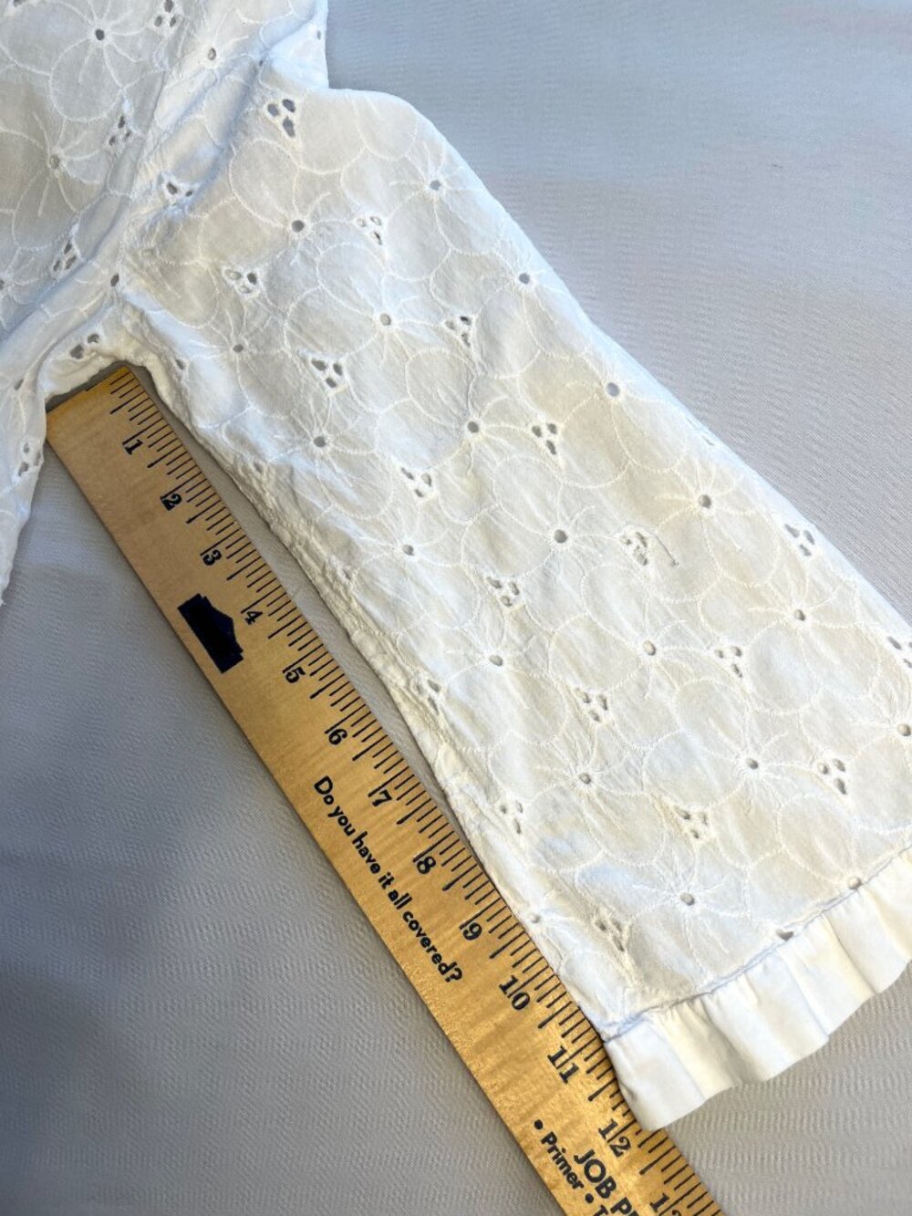 House of Woo Eyelet White Cotton Cover-Up Tunic XS 3/4 Sleeve - Picture 6 of 8